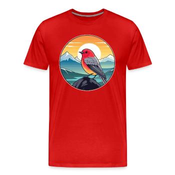 Finch Buntes Aquarell Cartoon Kawaii Tier - Männer Premium Bio T-Shirt - Rot - Vorne - Damien (186cm)