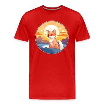 Fuchs Buntes Aquarell Cartoon Kawaii Tier - Männer Premium Bio T-Shirt - Rot - Vorne - Damien (186cm)