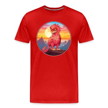 Griffin Colorful Watercolor Cartoon Kawaii Animal - Men's Premium Organic T-Shirt - red - Front - Damien (186cm)