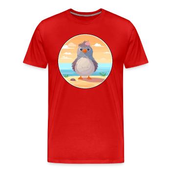 Kuckuck Karikatur Yoga Strand Sommer Illustration - Männer Premium Bio T-Shirt - Rot - Vorne - Damien (186cm)