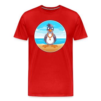 Jay Cartoon Yoga plage Illustration d’été - T-shirt bio Premium Homme - rouge - Devant - Damien (186cm)