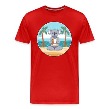Koala Cartoon Yoga Strand Sommer Illustration - Männer Premium Bio T-Shirt - Rot - Vorne - Damien (186cm)