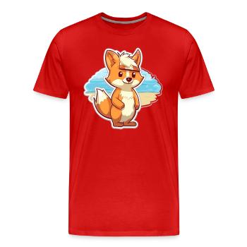 Fuchs, lustige Cartoon-Kawaii-Strand-Illustration - Männer Premium Bio T-Shirt - Rot - Vorne - Damien (186cm)