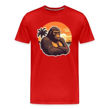 Gorille drôle dessin animé Kawaii plage Illustration - T-shirt bio Premium Homme - rouge - Devant - Damien (186cm)