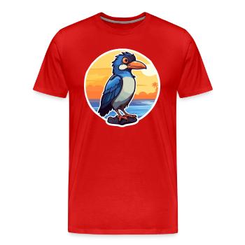Jay Funny Cartoon Kawaii Beach Illustration - Men's Premium Organic T-Shirt - red - Front - Damien (186cm)