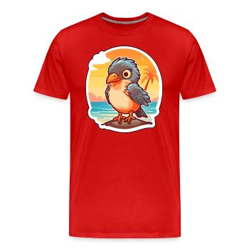 Kuckuck, lustige Cartoon-Kawaii-Strand-Illustration - Männer Premium Bio T-Shirt - Rot - Vorne - Damien (186cm)