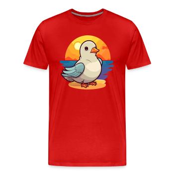 Taube, lustige Cartoon-Kawaii-Strand-Illustration - Männer Premium Bio T-Shirt - Rot - Vorne - Damien (186cm)
