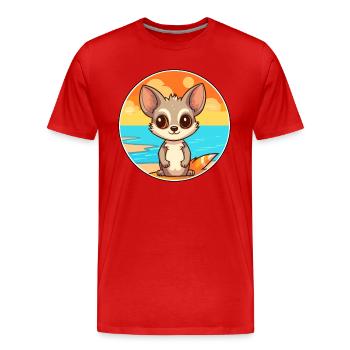 Aye Aye Watercolor Cartoon Kawaii Clipart Animal - Men's Premium Organic T-Shirt - red - Front - Damien (186cm)
