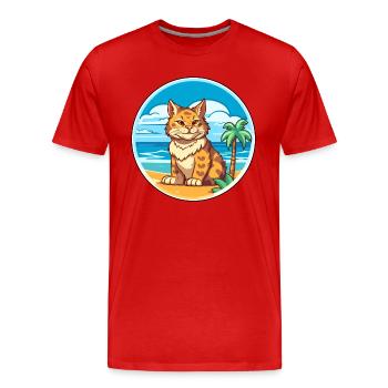 Rotluchs Aquarell Cartoon Kawaii Clipart Tier - Männer Premium Bio T-Shirt - Rot - Vorne - Damien (186cm)