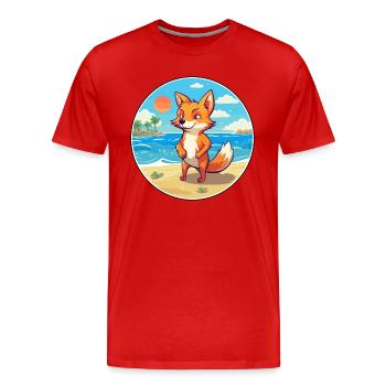 Fuchs Aquarell Cartoon Kawaii Clipart Tier - Männer Premium Bio T-Shirt - Rot - Vorne - Damien (186cm)