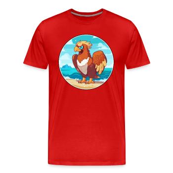 Griffin Watercolor Cartoon Kawaii Clipart Animal - Men's Premium Organic T-Shirt - red - Front - Damien (186cm)