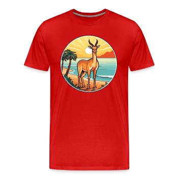 Impala Aquarell Cartoon Kawaii Clipart Tier - Männer Premium Bio T-Shirt - Rot - Vorne - Damien (186cm)