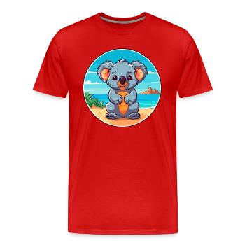 Koala Aquarell Cartoon Kawaii Clipart Tier - Männer Premium Bio T-Shirt - Rot - Vorne - Damien (186cm)