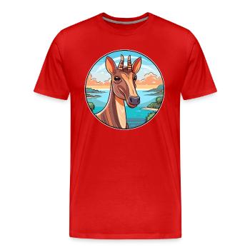Okapi Aquarell Cartoon Kawaii Clipart Tier - Männer Premium Bio T-Shirt - Rot - Vorne - Damien (186cm)