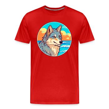 Wolf Aquarell Cartoon Kawaii Clipart Tier - Männer Premium Bio T-Shirt - Rot - Vorne - Damien (186cm)