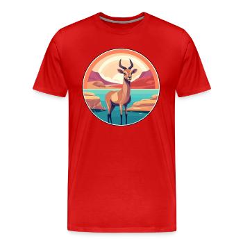 Antilope aquarelle dessin animé Kawaii Clipart Animal - T-shirt bio Premium Homme - rouge - Devant - Damien (186cm)