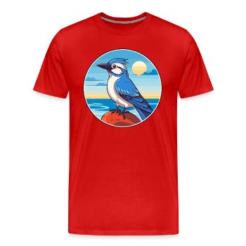Geai bleu aquarelle dessin animé Kawaii Clipart Animal - T-shirt bio Premium Homme - rouge - Devant - Damien (186cm)