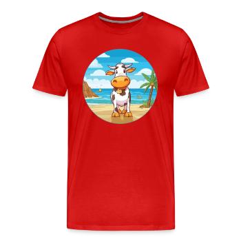 Vache aquarelle dessin animé kawaii clipart animal - T-shirt bio Premium Homme - rouge - Devant - Damien (186cm)