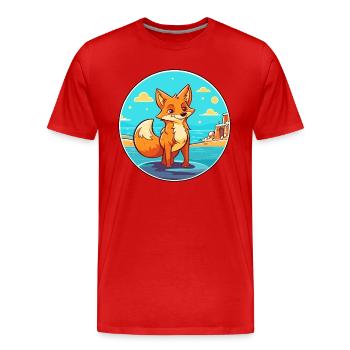 Fuchs Aquarell Cartoon Kawaii Clipart Tier - Männer Premium Bio T-Shirt - Rot - Vorne - Damien (186cm)
