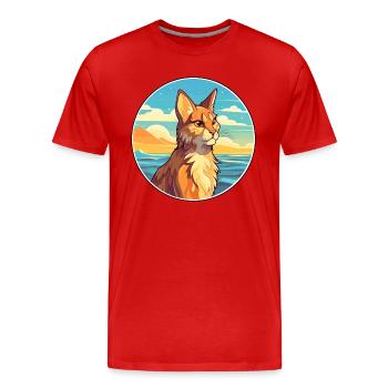Luchs Aquarell Cartoon Kawaii Clipart Tier - Männer Premium Bio T-Shirt - Rot - Vorne - Damien (186cm)