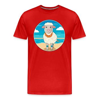 Sheep Watercolor Cartoon Kawaii Clipart Animal - Men's Premium Organic T-Shirt - red - Front - Damien (186cm)