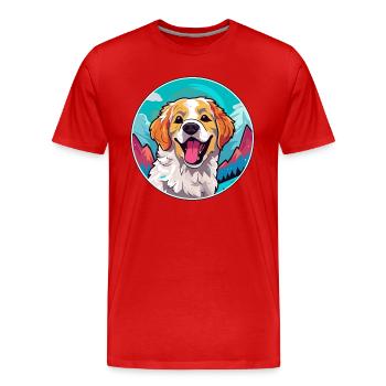 Alano Español chien race dessin animé Kawaii aquarelle - T-shirt bio Premium Homme - rouge - Devant - Damien (186cm)