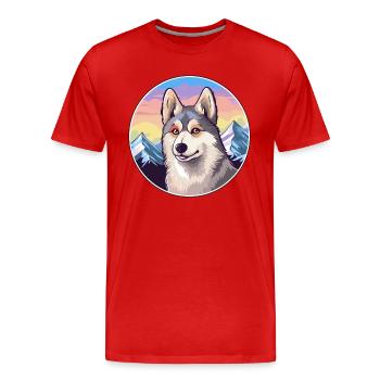 Alaskan Klee Kai Dog Breed Cartoon Kawaii Watercol - Men's Premium Organic T-Shirt - red - Front - Damien (186cm)