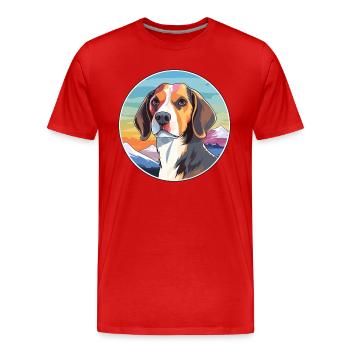 Beagle Harrier Hunderasse Cartoon Kawaii Aquarell - Männer Premium Bio T-Shirt - Rot - Vorne - Damien (186cm)