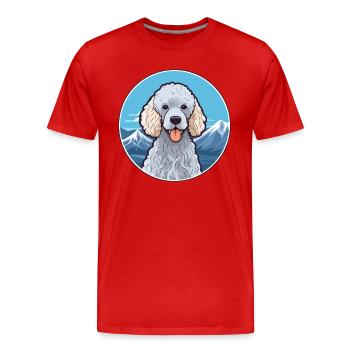Corded Poodle Dog Breed Cartoon Kawaii Watercolor - Men's Premium Organic T-Shirt - red - Front - Damien (186cm)