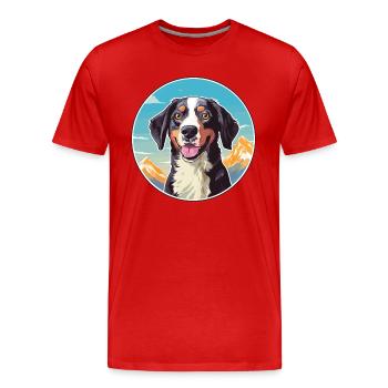 Deutsche Bracke Hunderasse Cartoon Kawaii Watercolo - Männer Premium Bio T-Shirt - Rot - Vorne - Damien (186cm)
