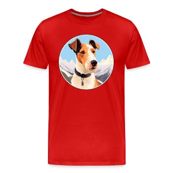 Foxterrier Glatte Hunderasse Cartoon Kawaii Waterc - Männer Premium Bio T-Shirt - Rot - Vorne - Damien (186cm)