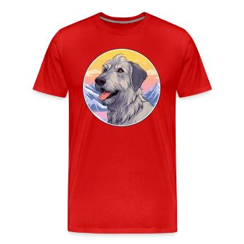 Irish Wolfhound Dog Breed Cartoon Kawaii Watercolo - Men's Premium Organic T-Shirt - red - Front - Damien (186cm)