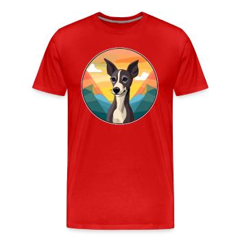 Lévrier italien chien race Cartoon Kawaii Waterco - T-shirt bio Premium Homme - rouge - Devant - Damien (186cm)
