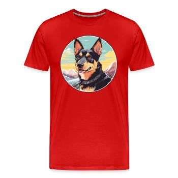 Lancashire Heeler Dog Breed Cartoon Kawaii Waterco - Men's Premium Organic T-Shirt - red - Front - Damien (186cm)