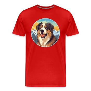Moscou chien de garde chien race dessin animé kawaii watercolo - T-shirt bio Premium Homme - rouge - Devant - Damien (186cm)