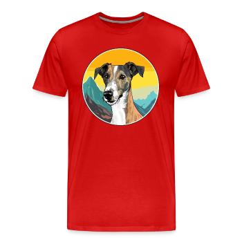 Lurcher chien race dessin animé Kawaii aquarelle - T-shirt bio Premium Homme - rouge - Devant - Damien (186cm)