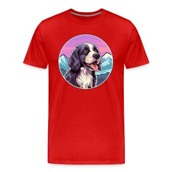 Portuguese Watchdog Dog Breed Cartoon Kawaii Water - Men's Premium Organic T-Shirt - red - Front - Damien (186cm)