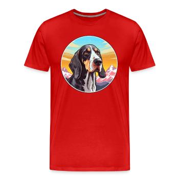 Russe Arlequin chien chien race Cartoon Kawaii W - T-shirt bio Premium Homme - rouge - Devant - Damien (186cm)