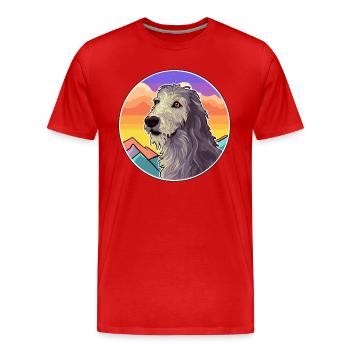 Lévrier écossais chien race dessin animé Kawaii Waterc - T-shirt bio Premium Homme - rouge - Devant - Damien (186cm)