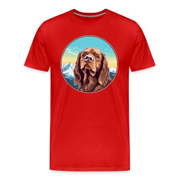 Sussex épagneul chien race dessin animé Kawaii aquarelle - T-shirt bio Premium Homme - rouge - Devant - Damien (186cm)
