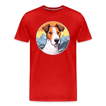 Glatter Foxterrier Hunderasse Cartoon Kawaii Waterc - Männer Premium Bio T-Shirt - Rot - Vorne - Damien (186cm)