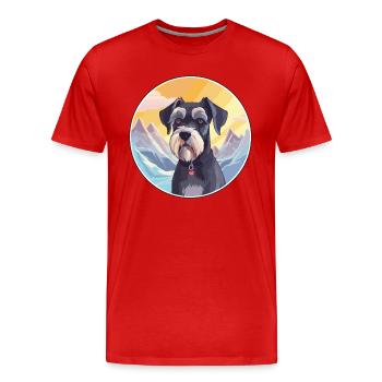 Standard Schnauzer Chien Race Cartoon Kawaii Waterc - T-shirt bio Premium Homme - rouge - Devant - Damien (186cm)