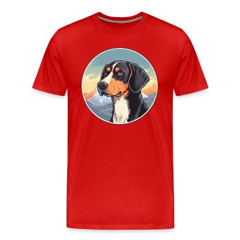Serbischer dreifarbiger Jagdhund Rasse Cartoon Kawaii - Männer Premium Bio T-Shirt - Rot - Vorne - Damien (186cm)