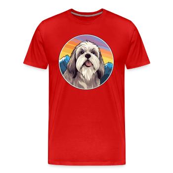 Tibetische Kyi Apso Hunderasse Karikatur Kawaii Watercol - Männer Premium Bio T-Shirt - Rot - Vorne - Damien (186cm)