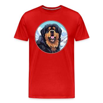 Tibetischer Mastiff Hunderasse Cartoon Kawaii Watercolo - Männer Premium Bio T-Shirt - Rot - Vorne - Damien (186cm)