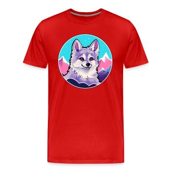 Alaskan Klee Kai Dog Breed Cartoon Kawaii Watercol - Men's Premium Organic T-Shirt - red - Front - Damien (186cm)