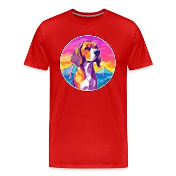 BeagleHarrier Scent Hound Dog Breed Cartoon Kawaii - Men's Premium Organic T-Shirt - red - Front - Damien (186cm)