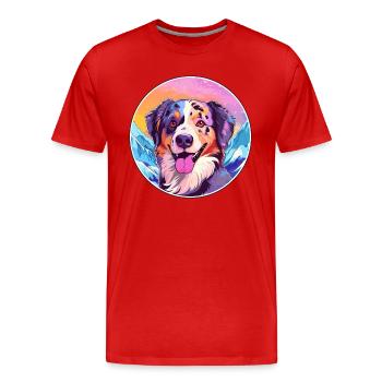 Alano Español chien race dessin animé Kawaii aquarelle - T-shirt bio Premium Homme - rouge - Devant - Damien (186cm)