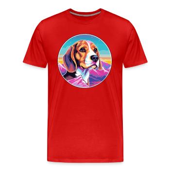 Beagle Small Scent Hound Dog Breed Cartoon Kawaii - Men's Premium Organic T-Shirt - red - Front - Damien (186cm)