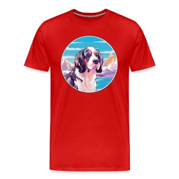 Braque Francais Dog Breed Cartoon Kawaii Watercolo - Men's Premium Organic T-Shirt - red - Front - Damien (186cm)